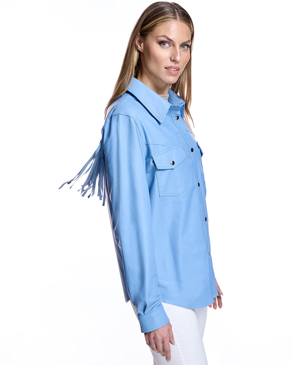 Chaqueta de cuero con flecos