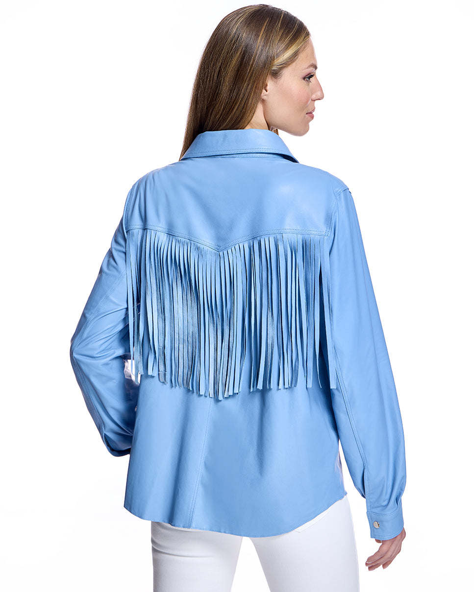 Chaqueta de cuero con flecos