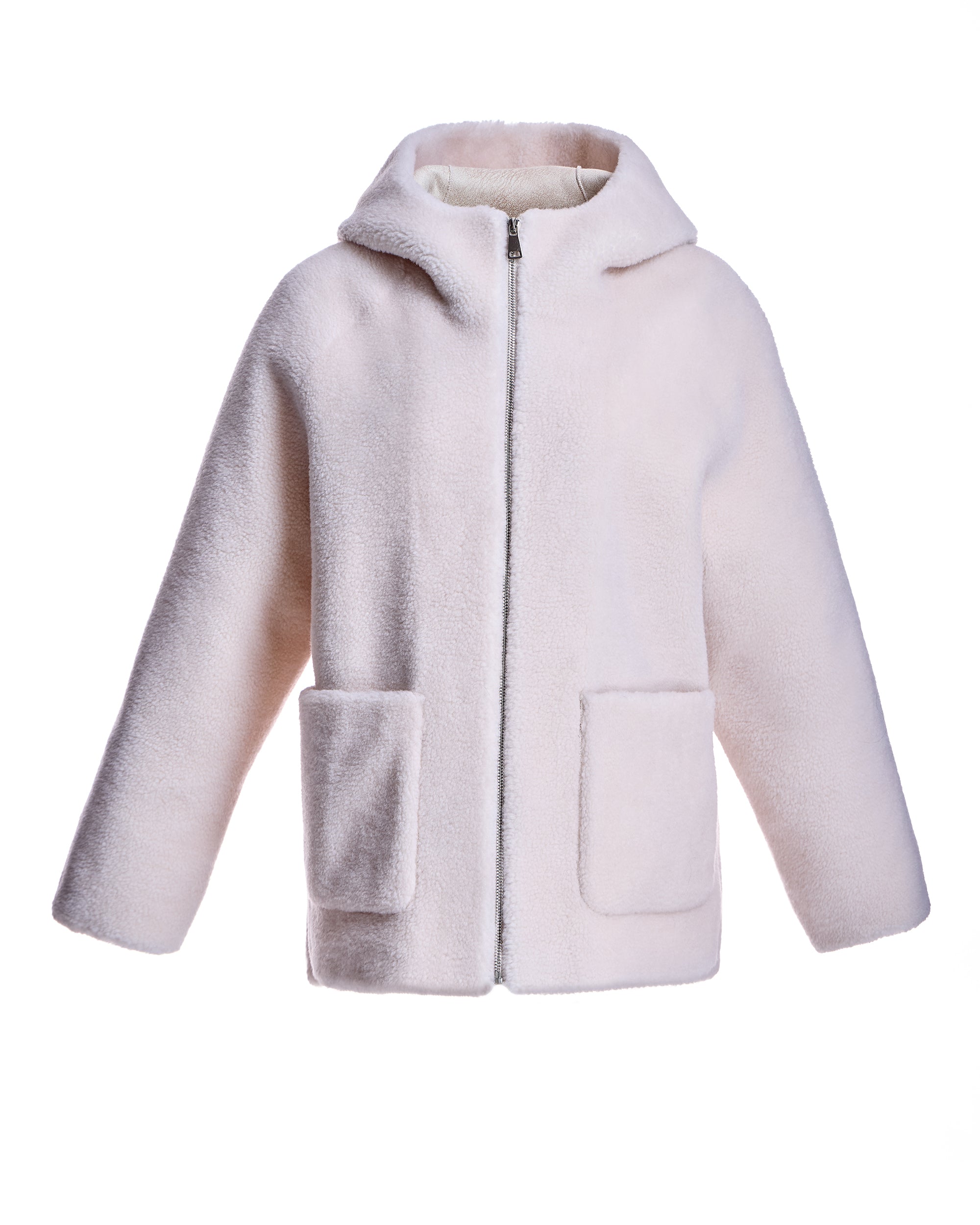 Chaqueta de lana de cordero con capucha