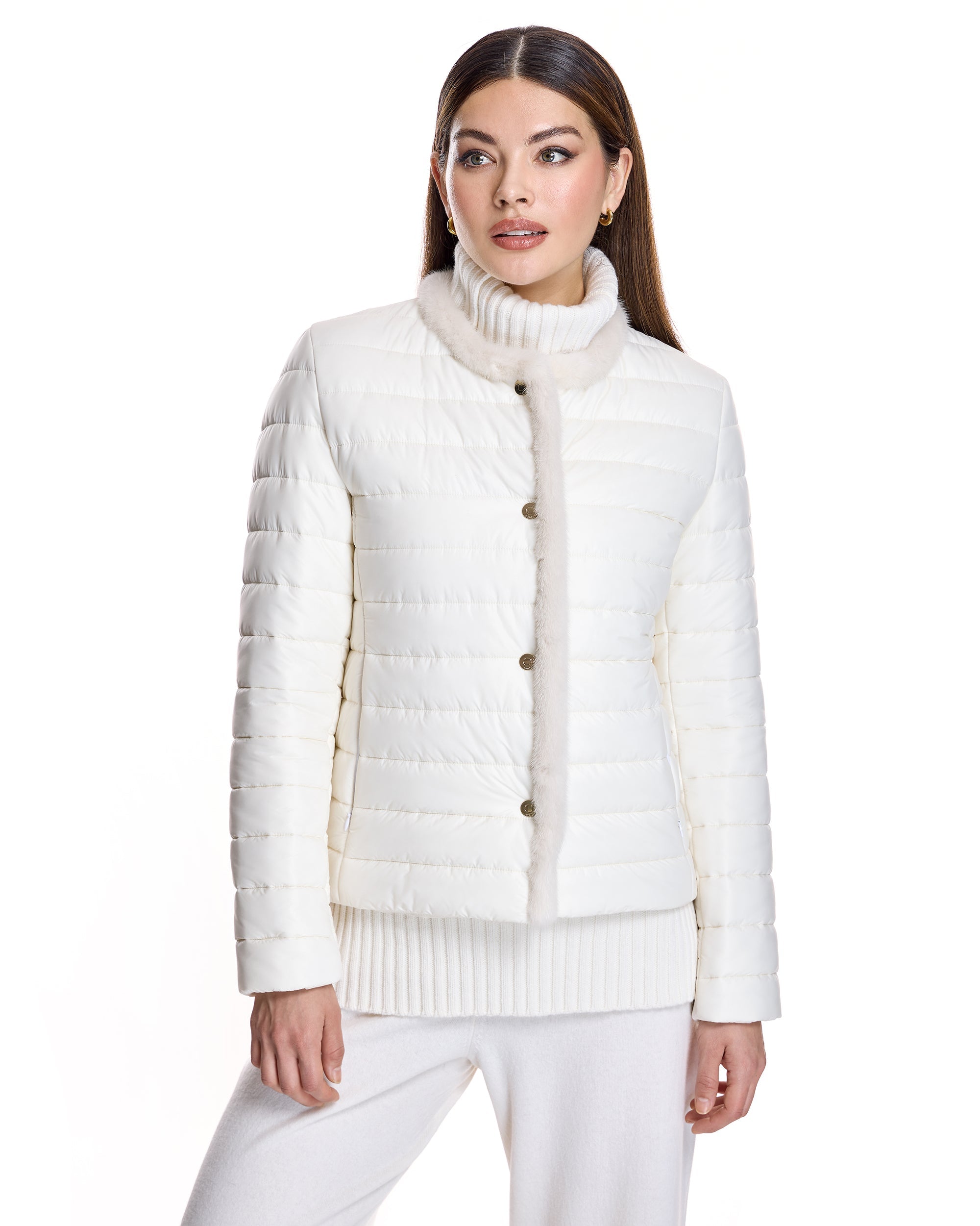 Nylon Jacket with Mink Trim
