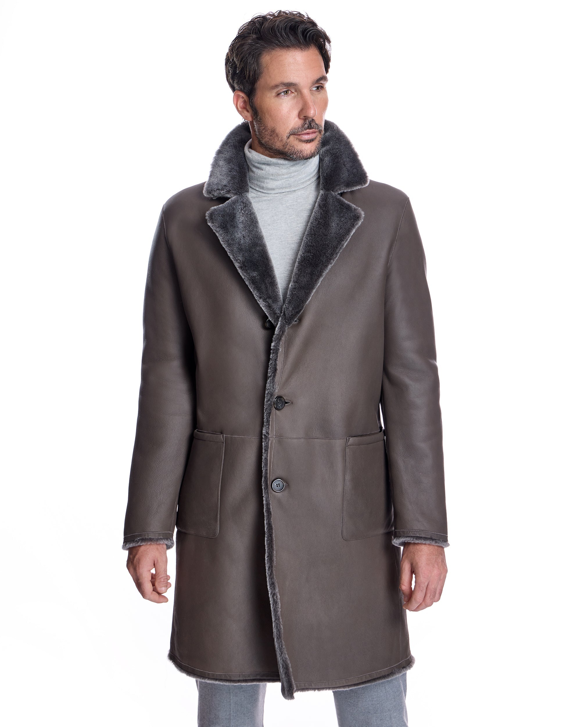 Chaqueta reversible de piel de cordero para hombre