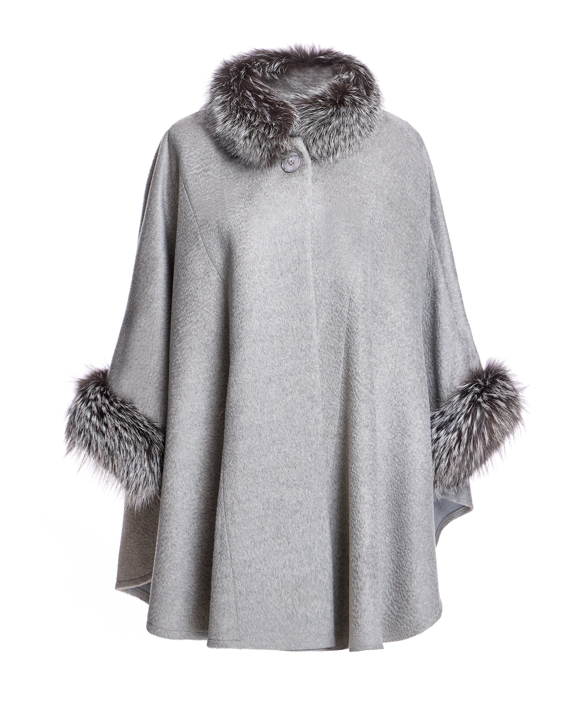 Alpaca Cape with Dyed Silver Fox