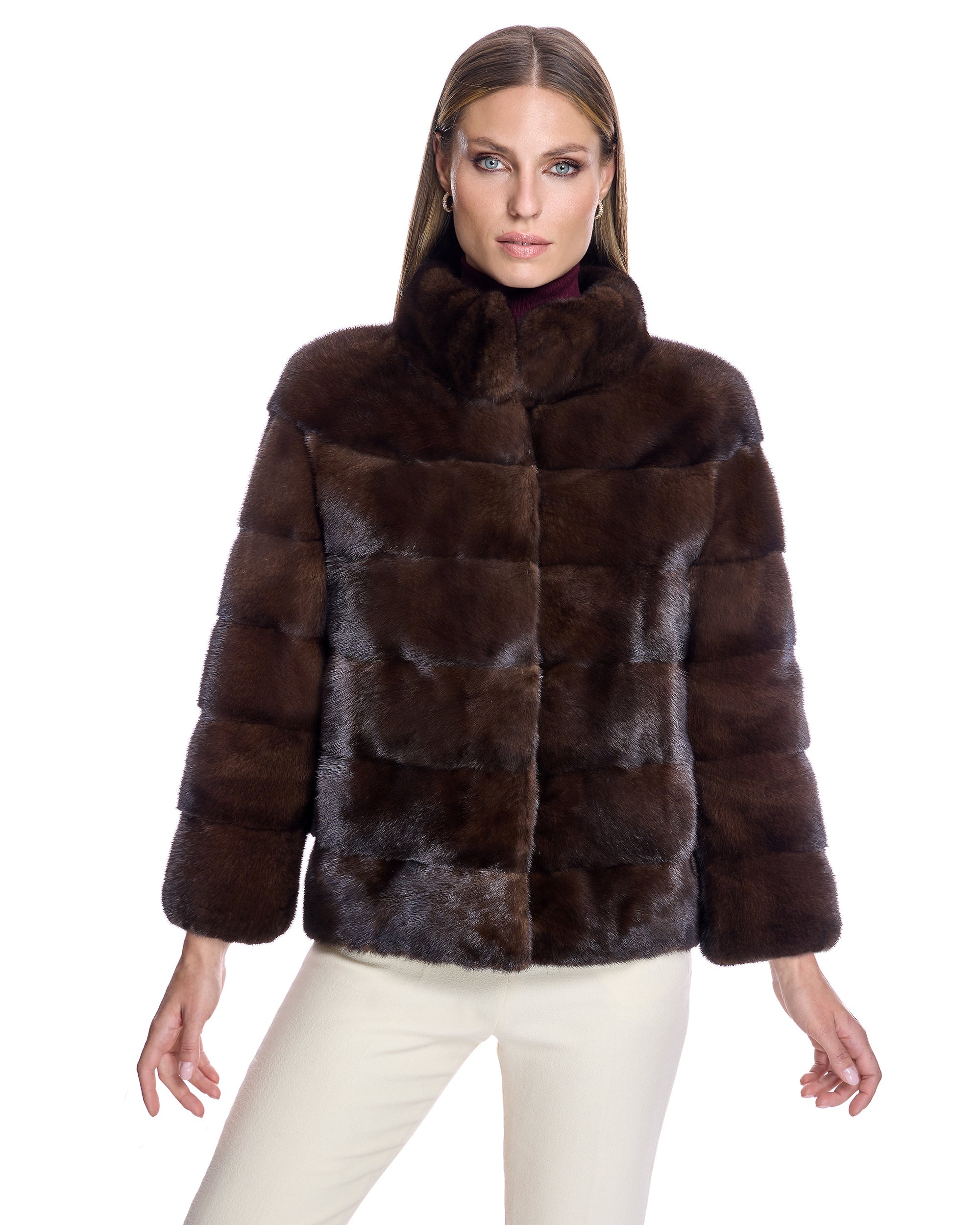 Chaqueta de visón horizontal