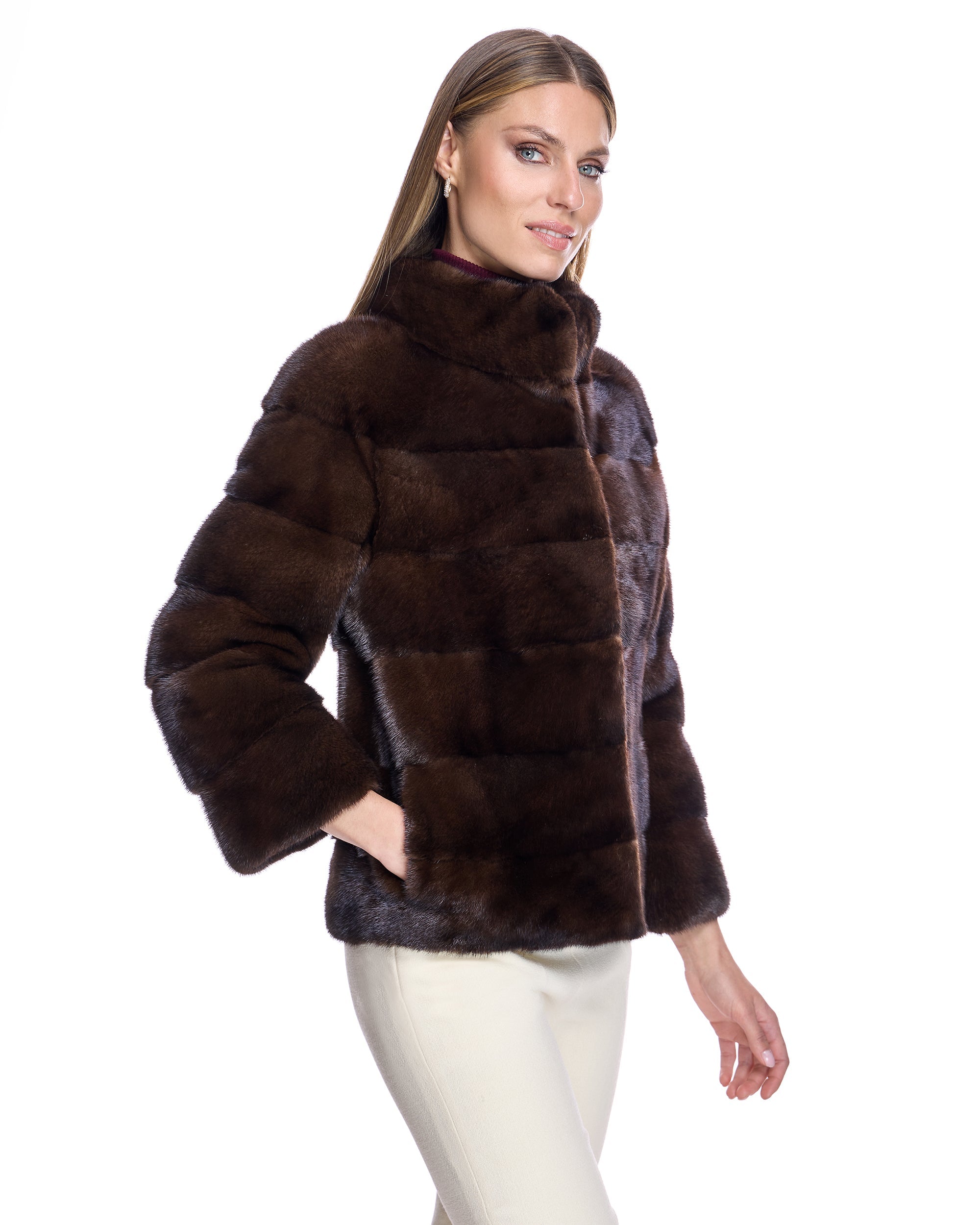 Chaqueta de visón horizontal