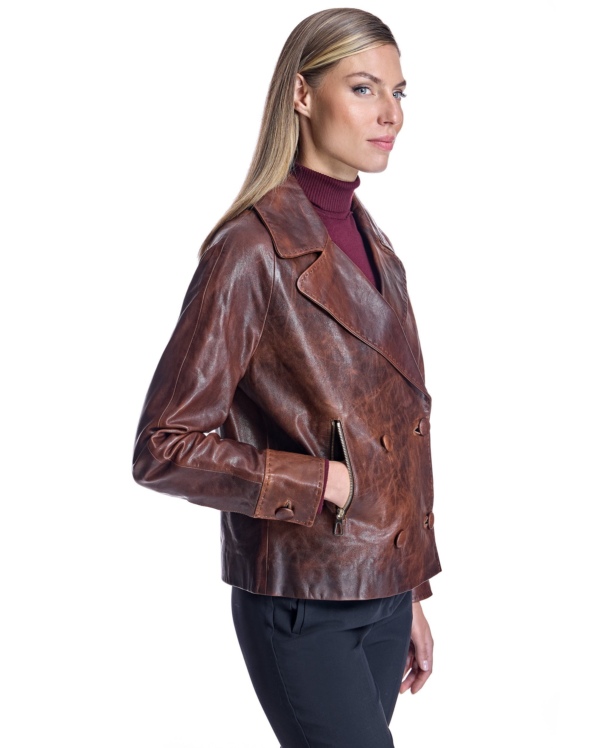 Chaqueta de cuero desgastada