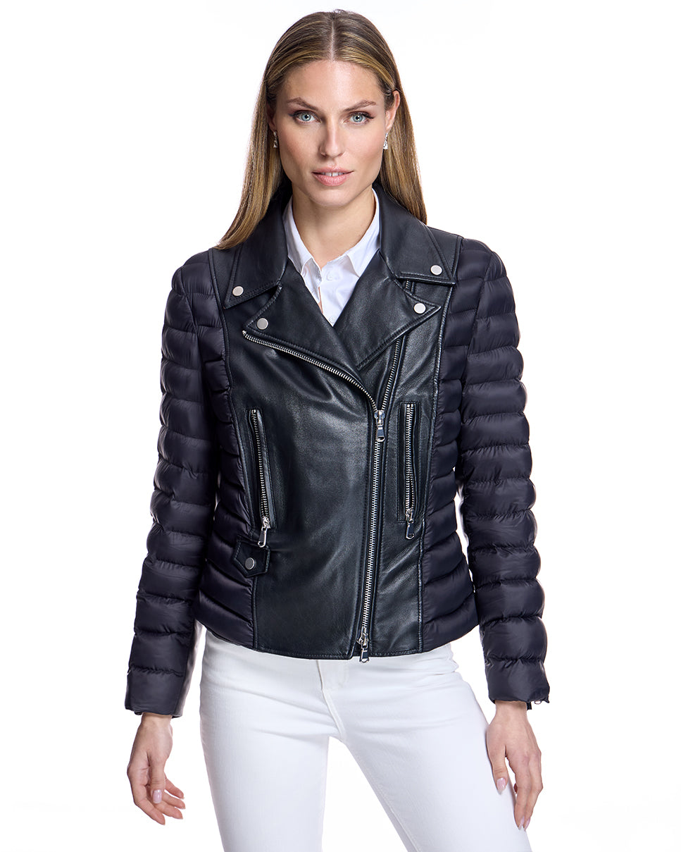 Chaqueta acolchada de cuero