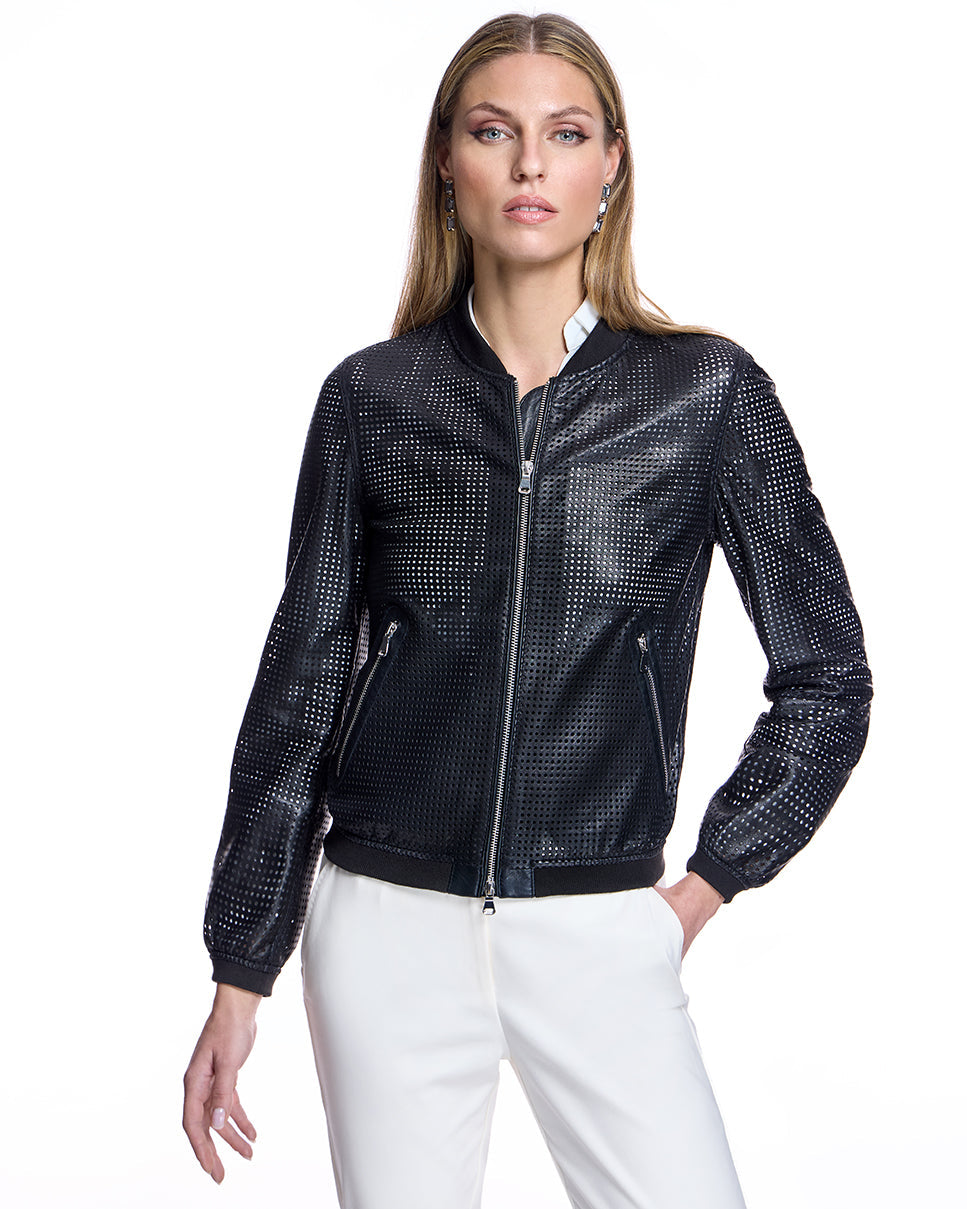 Chaqueta de cuero perforada