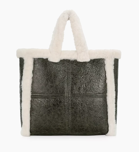 BOLSO DE MANO DE CORDERO Y PIEL DE PIEDRA
