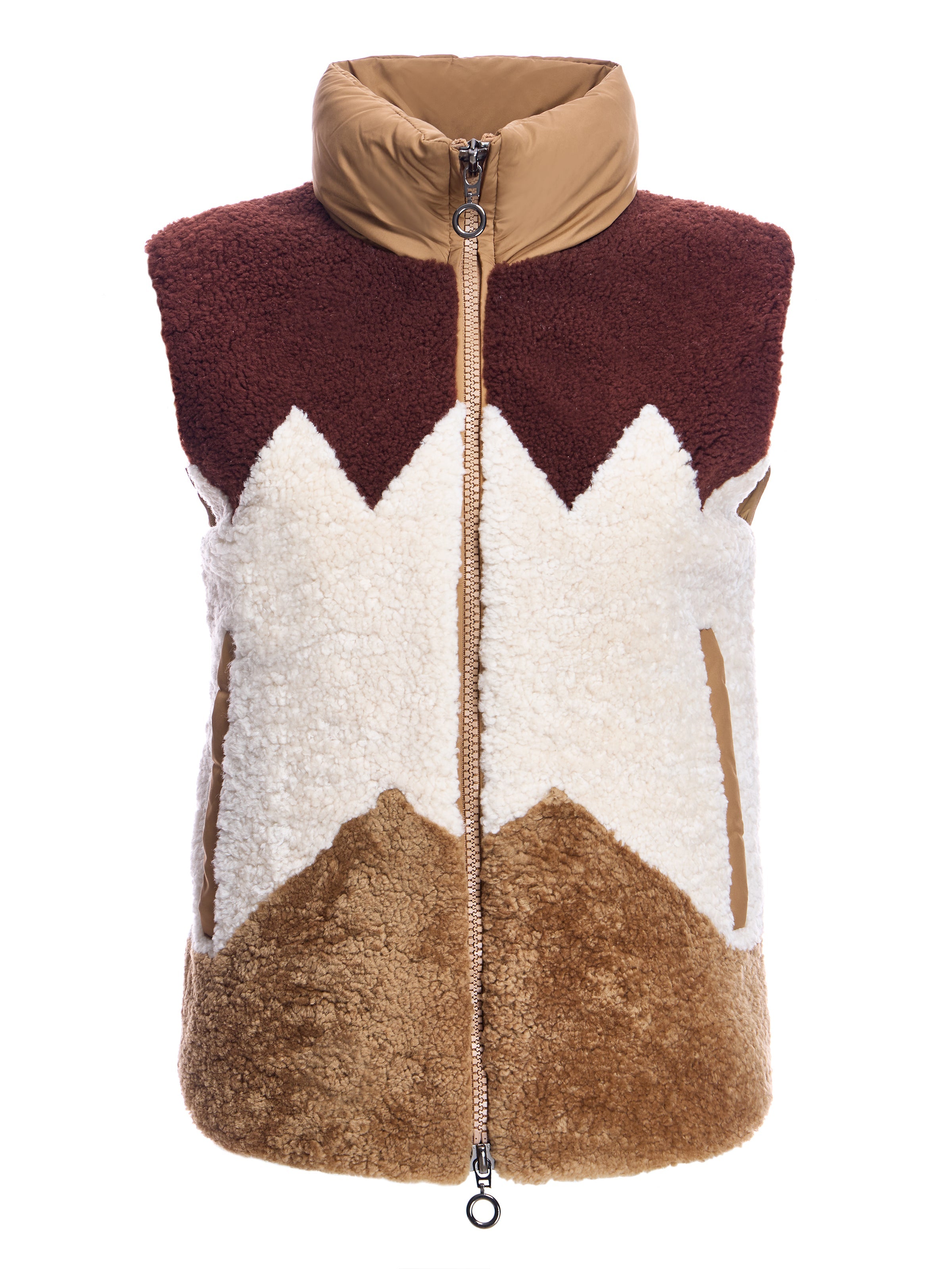 Shearling Lamb Vest with Nylon Puffer Back