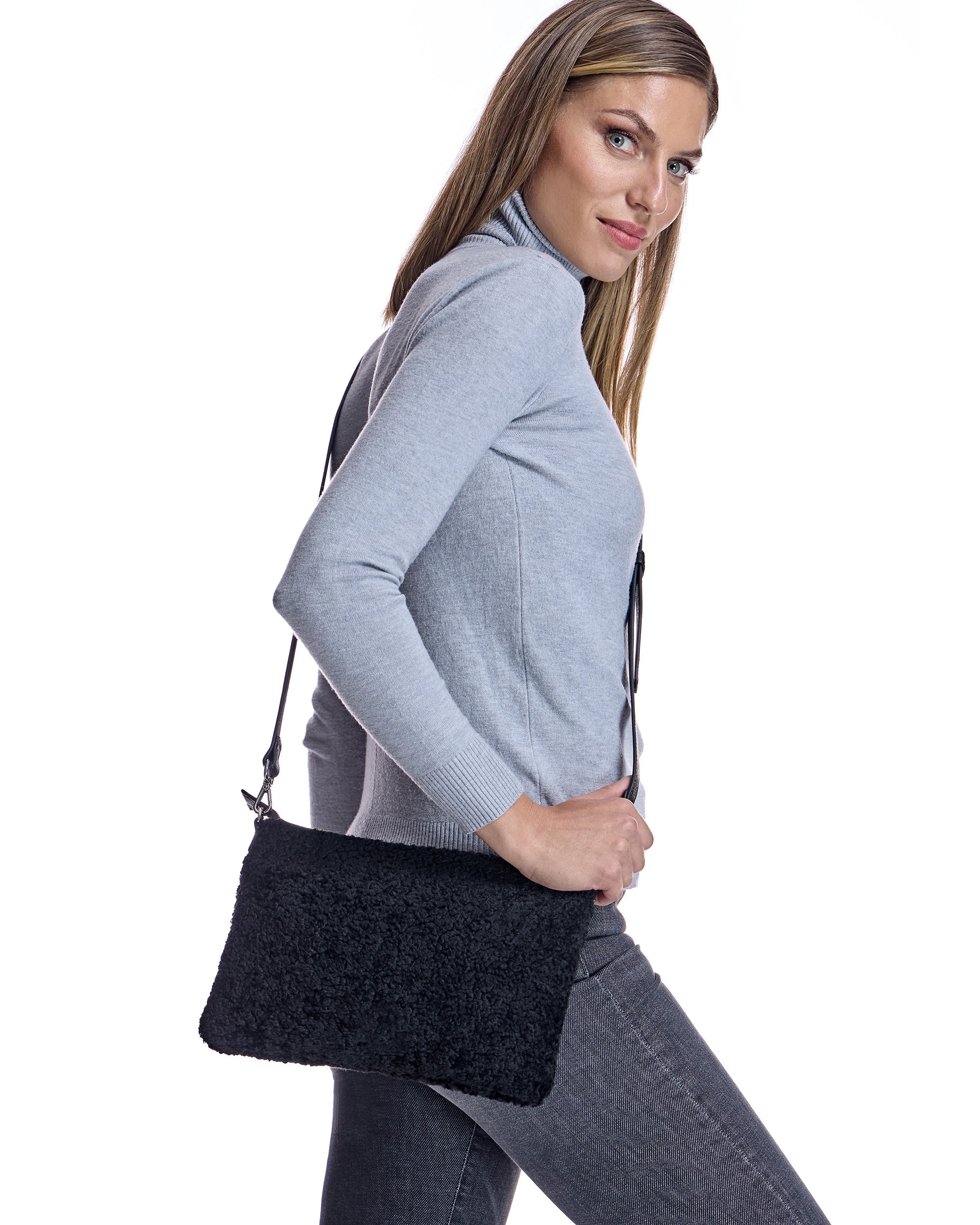 Bolso de mano de piel de cordero