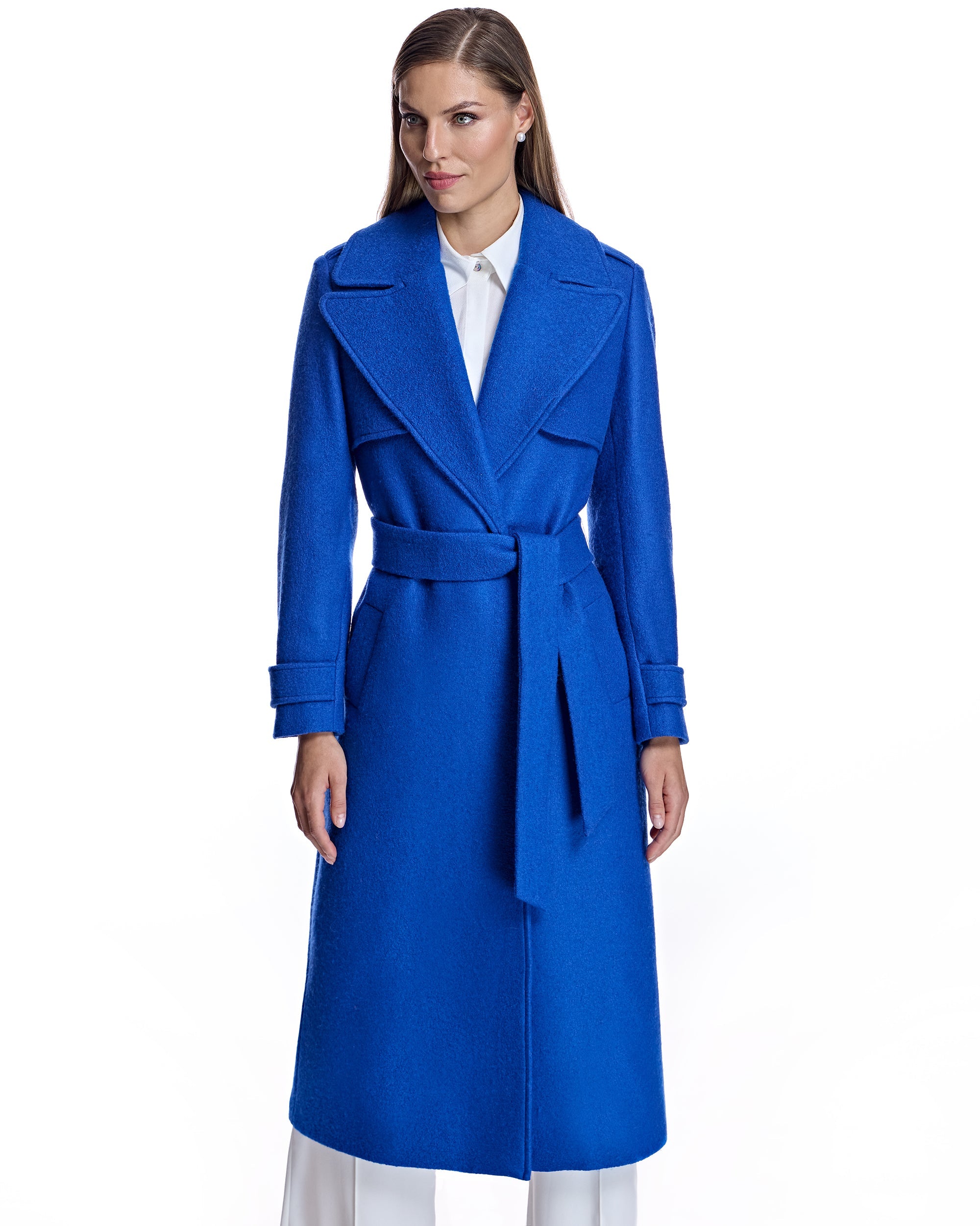 Gabardina con cinturón de lana merino