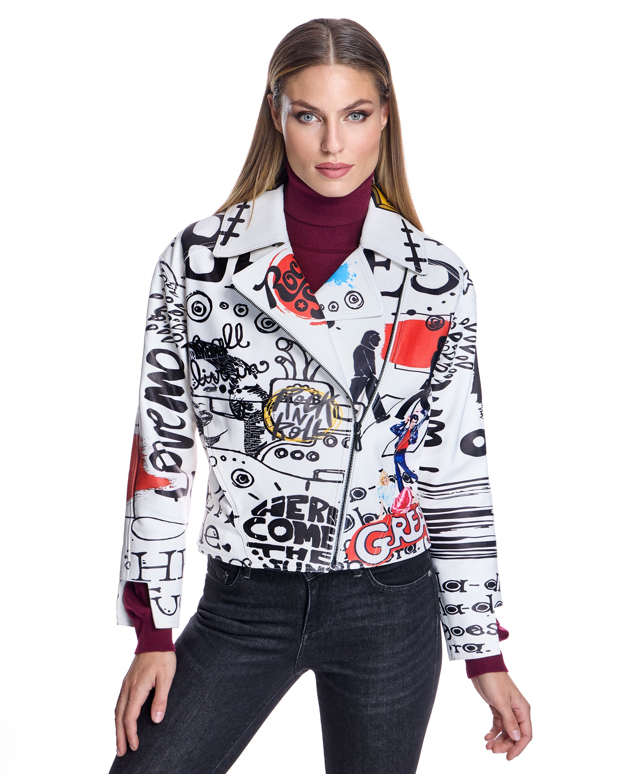 Chaqueta de motociclista estampada