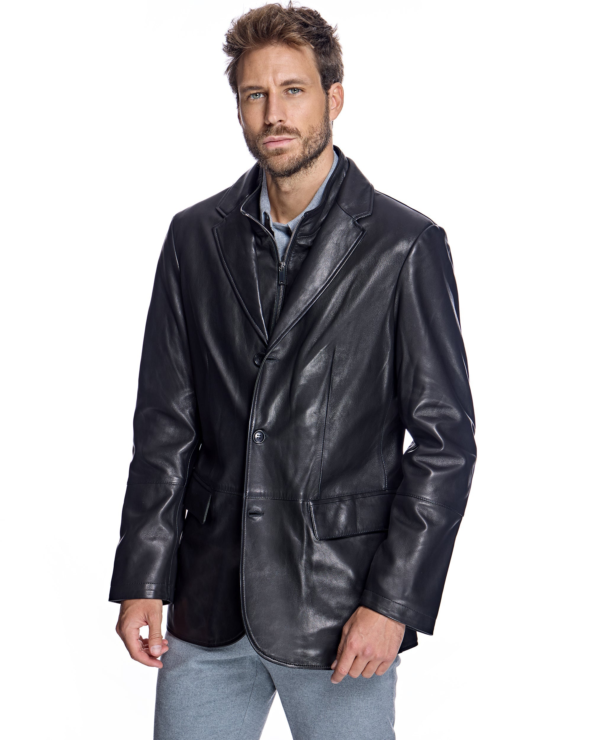 Blazer de cuero para hombre