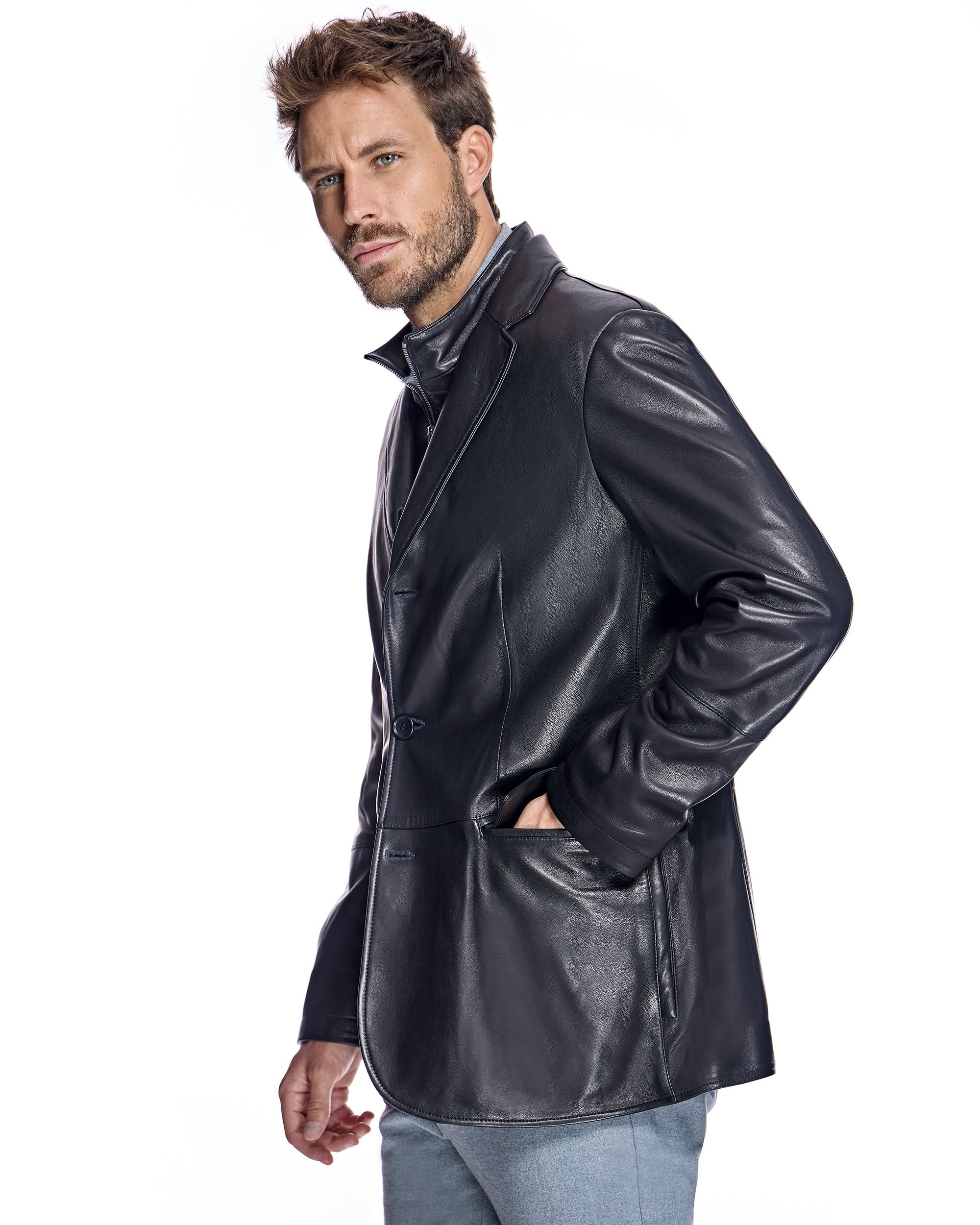 Blazer de cuero para hombre