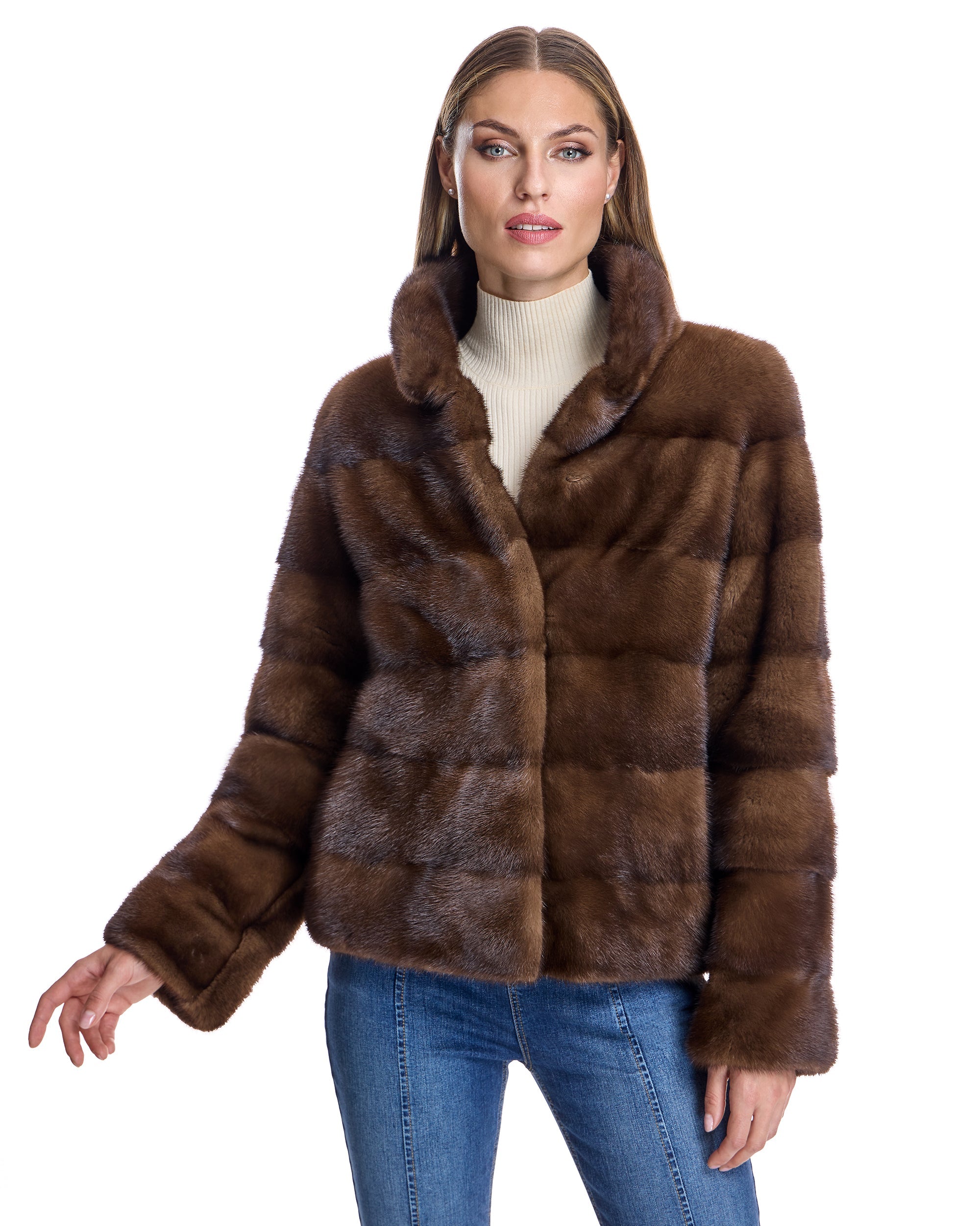 Chaqueta de visón horizontal