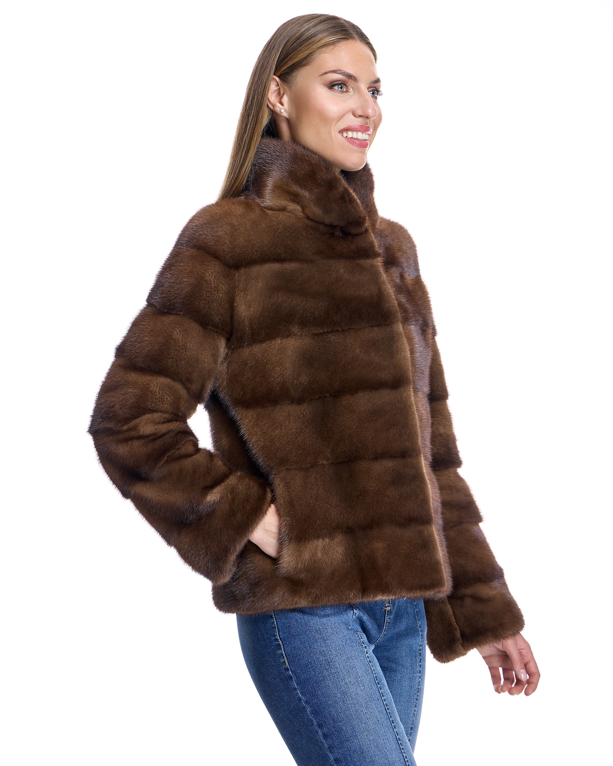 Chaqueta de visón horizontal