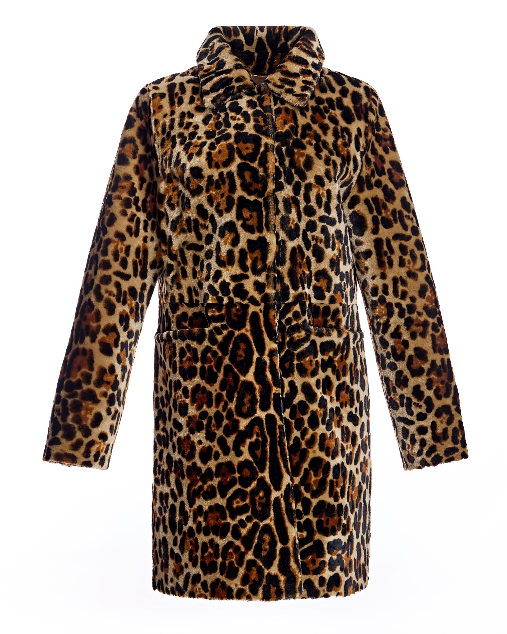 Chaqueta de piel de oveja con estampado animal