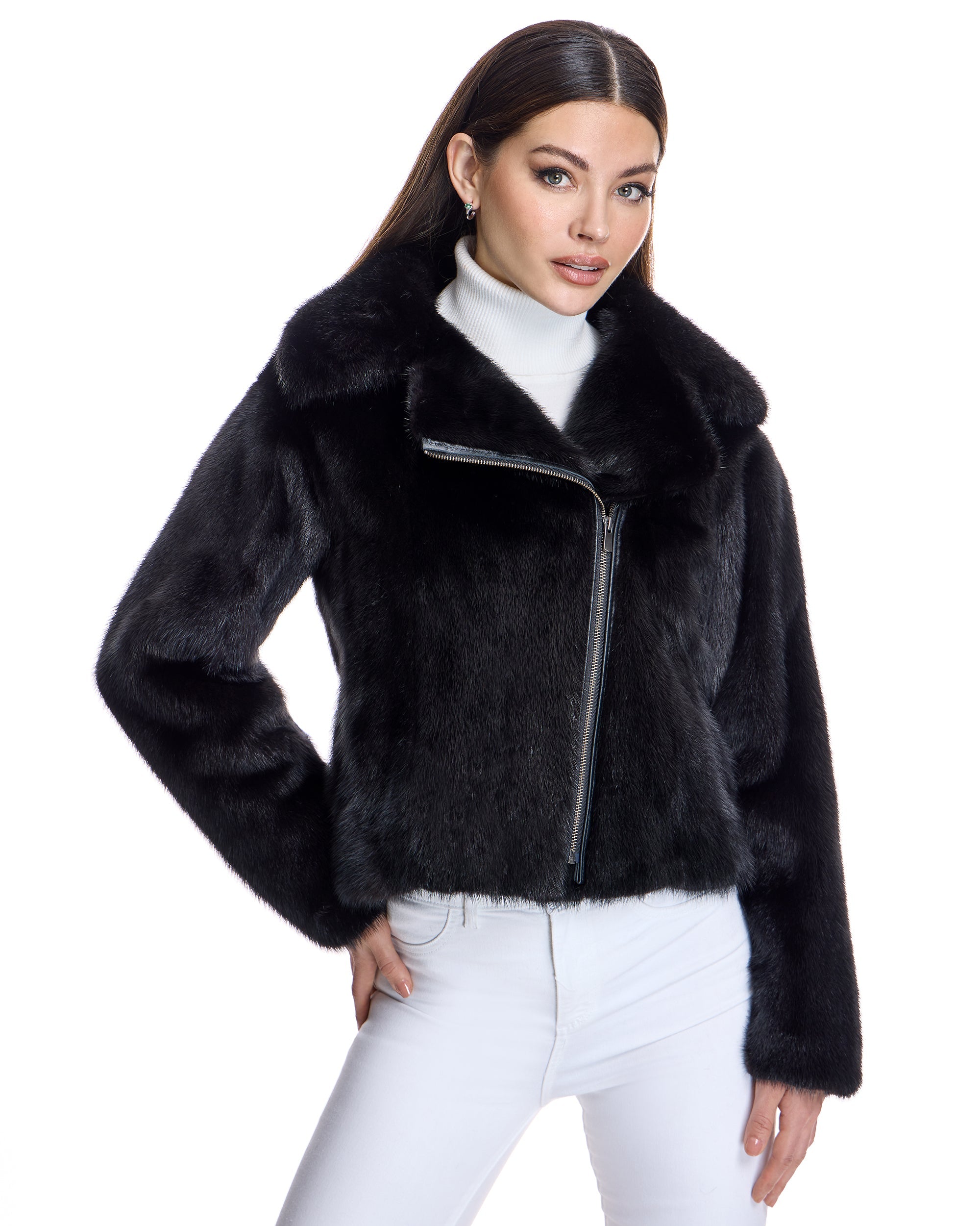 Chaqueta de moto de visón