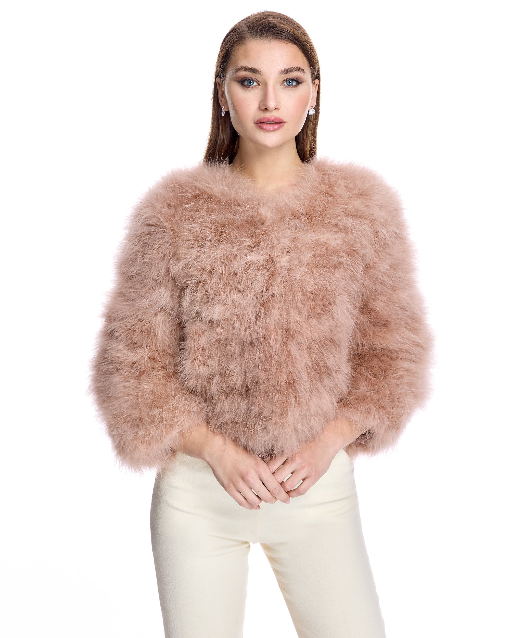 Collarless Feather Bolero