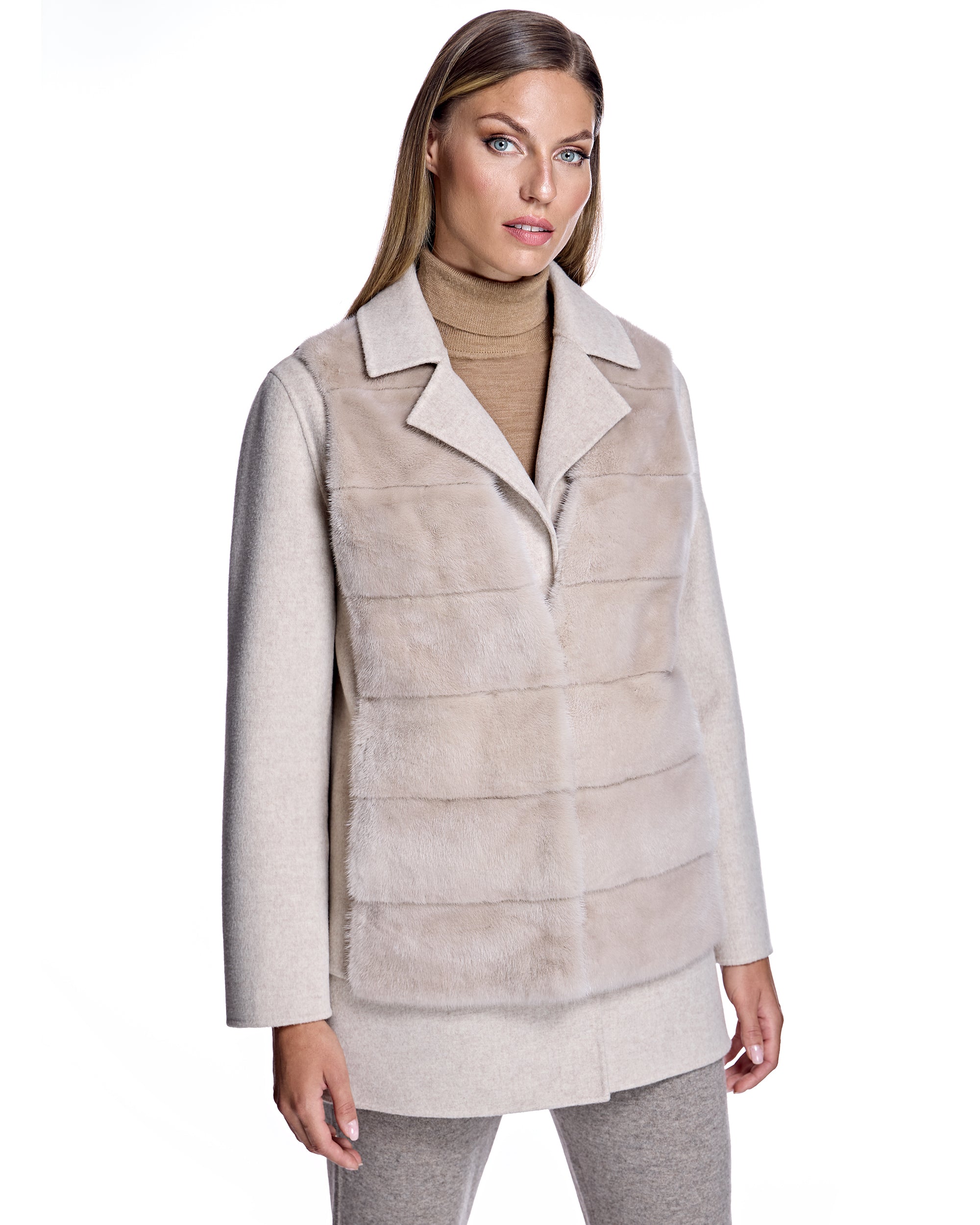 Chaqueta de lana Maximilian con chaleco de visón