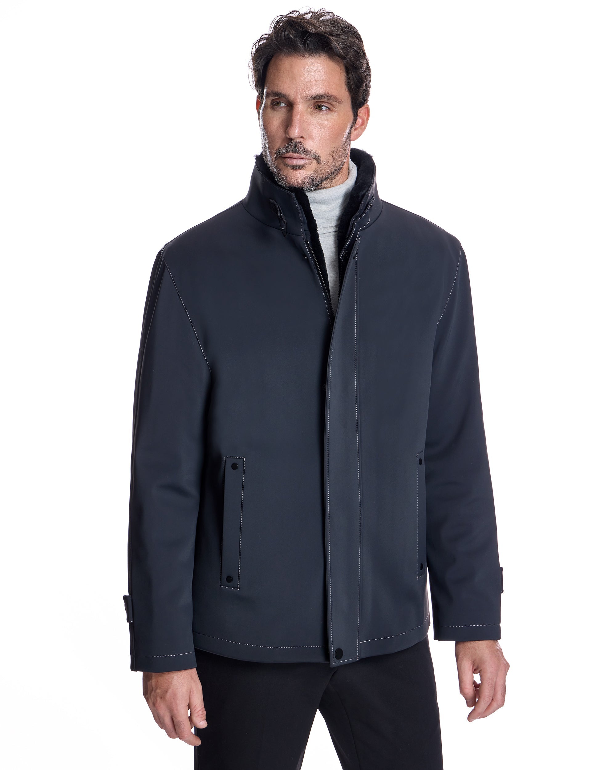 Chaqueta forrada de piel de oveja para hombre
