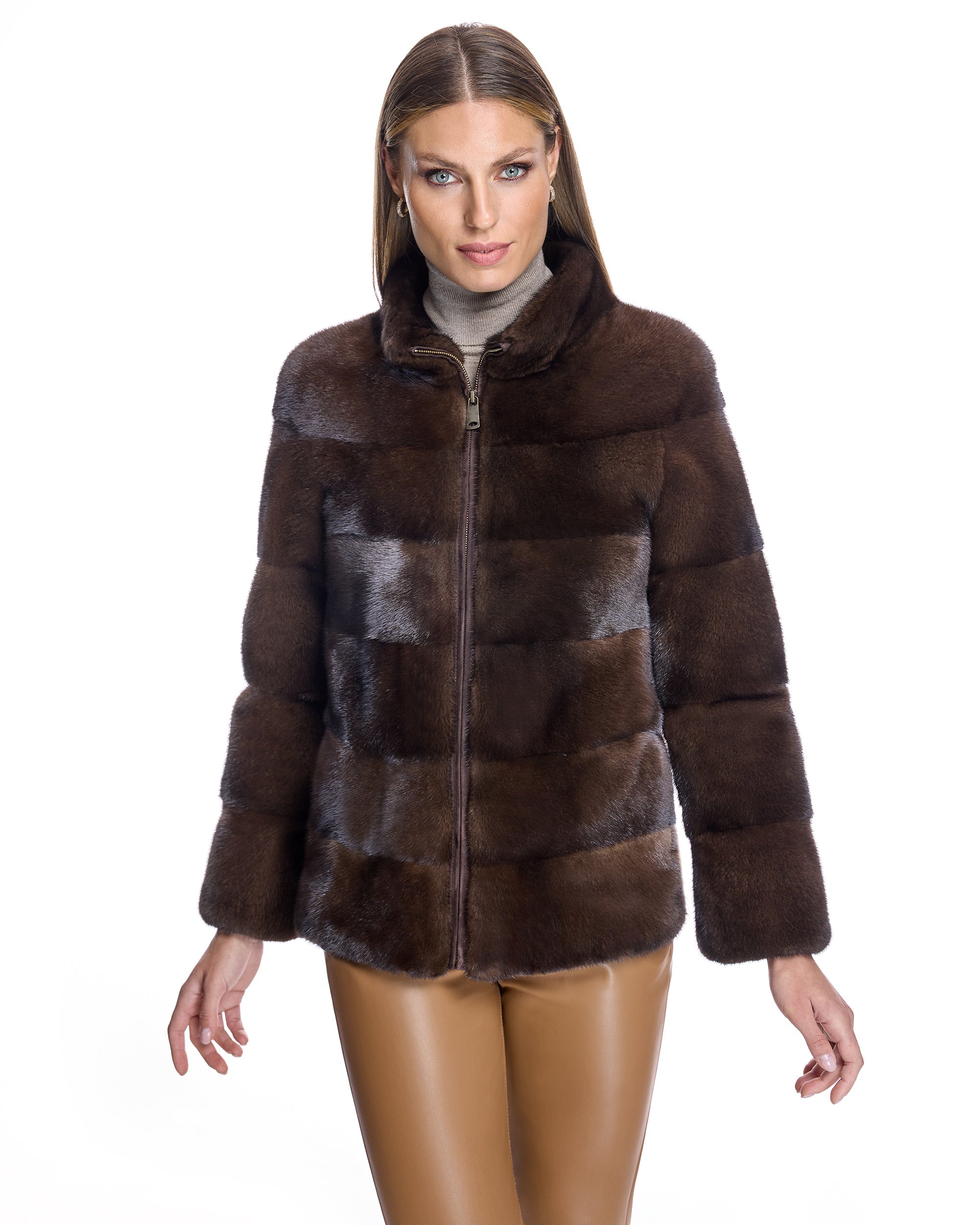 Chaqueta de visón horizontal