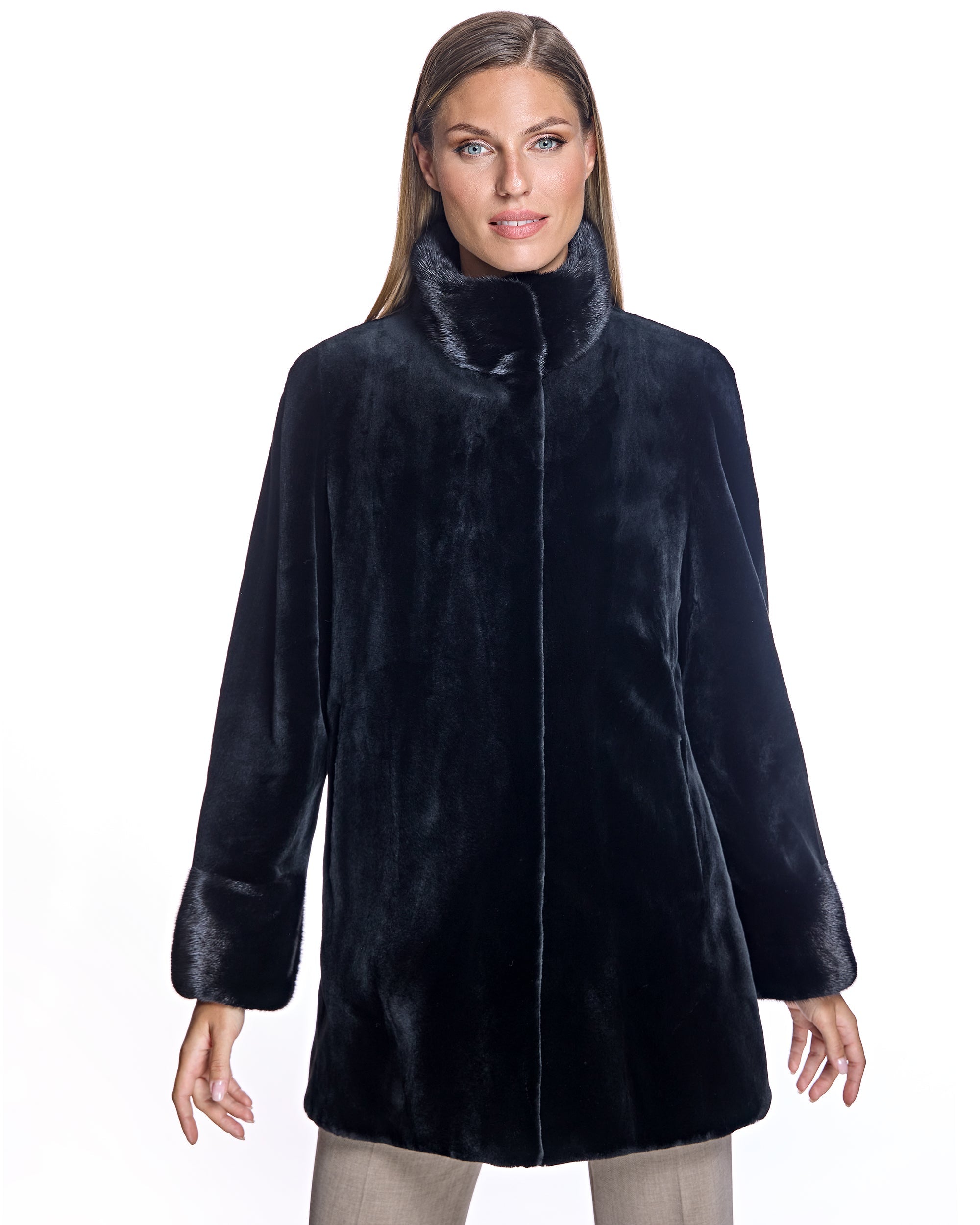 Chaqueta Maximilian de visón esquilado reversible a tafetán