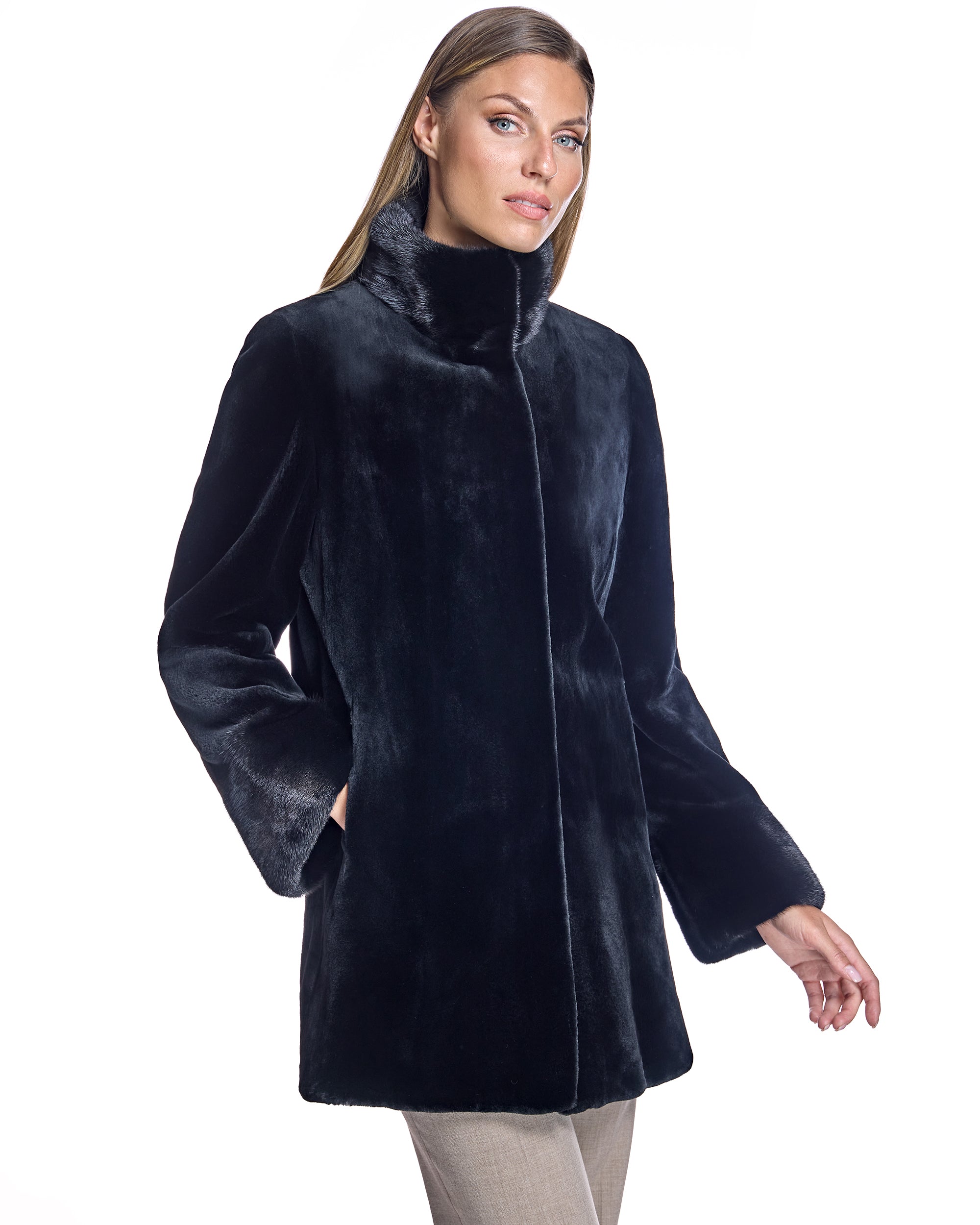 Chaqueta Maximilian de visón esquilado reversible a tafetán