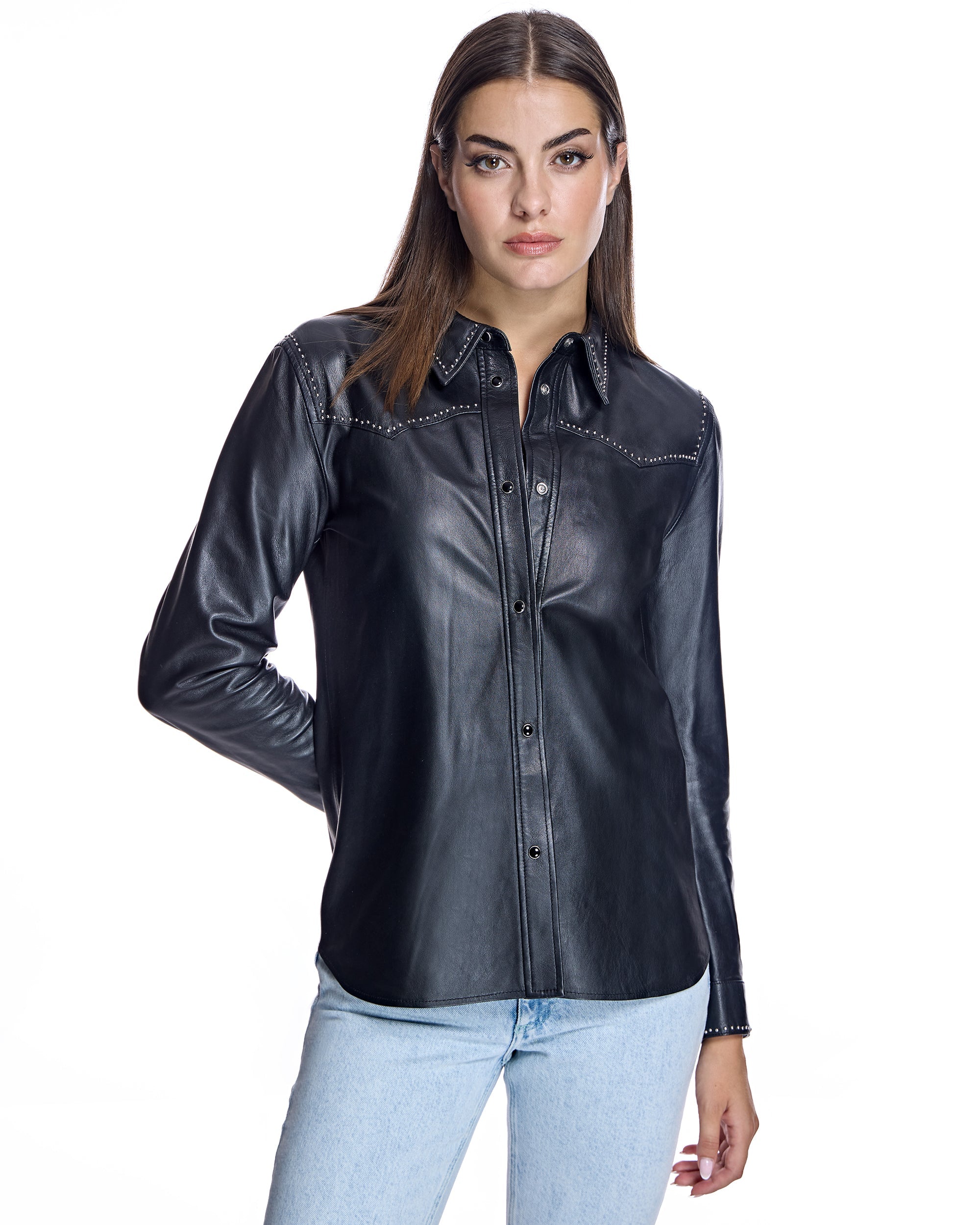 Chaqueta de camisa de cuero
