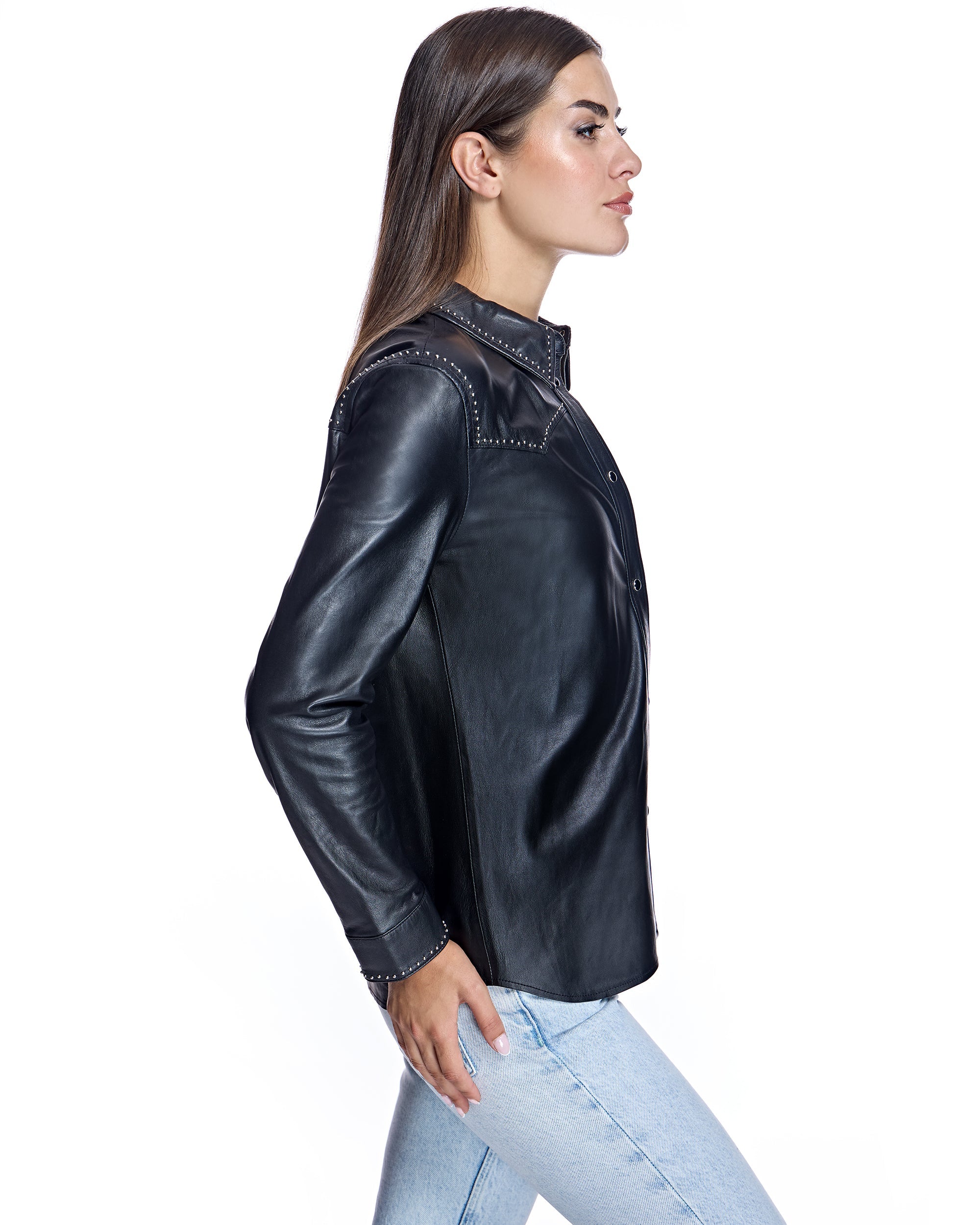 Chaqueta de camisa de cuero